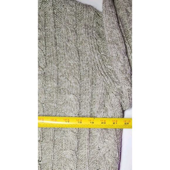 Vintage Y2K American Eagle Xl Chunky Cable Knit Hooded Sweater Driftwood Maple - Picture 6 of 16